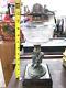 1870s Victorian Spelter Cherub With Basket & Lamb Figural Oil Lamp Still Working