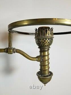 1876-79 Manhattan Brass Co. Student Lamp Double Shade 7 Fitters Vtg Antique
