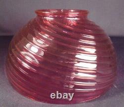 1880's Cranberry Swirl Optic Victorian Art Glass 14 Hanging Lamp Shade