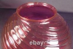 1880's Cranberry Swirl Optic Victorian Art Glass 14 Hanging Lamp Shade
