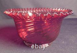 1880's Cranberry Swirl Ruffle Top Kerosene Oil Gas Early Electric 4 Lip Shade