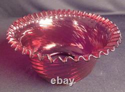 1880's Cranberry Swirl Ruffle Top Kerosene Oil Gas Early Electric 4 Lip Shade