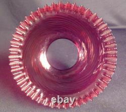 1880's Cranberry Swirl Ruffle Top Kerosene Oil Gas Early Electric 4 Lip Shade