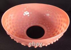 1880's Hobbs Brockunier Peachblow Hobnail Kero Oil Hanging Library Lamp Shade