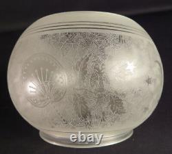 1880's Owl Moon & Star Deep Acid Cut-Back Kerosene Oil Gas Early Elec 5 Shade