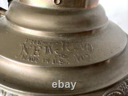 1880's The New Juno No 2 Table Oil Lamp Repousse withChimney 25 Antique