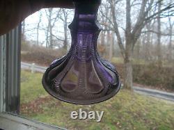 1880s ANTIQUE ZIPPER LOOP KEROSENE OIL LAMP AMETHYST GLASS COMPLETE REAL NICE