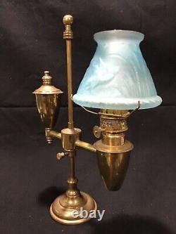 1890 Miniature student lamp Brass nutmeg burner syrup antique early sugar