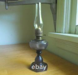 1890s RARE MINIATURE 5 FISHSCALE OIL LAMP WITH FROSTED FONT AMETHYST COMPLETE