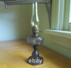 1890s RARE MINIATURE 5 FISHSCALE OIL LAMP WITH FROSTED FONT AMETHYST COMPLETE