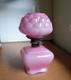 1894 Original Pink Cased Glass Rose Pattern Miniature Kerosene Lamp Complete