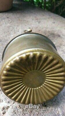1910 W. B. Brown mission oak green slag glass table lamp, Miller oil lamp insert