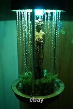 1970s Johnson Industries METAL Goddess Rain Motion Lighted Hanging Oil Lamp