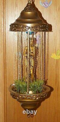 1970s Johnson Industries METAL Goddess Rain Motion Lighted Hanging Oil Lamp