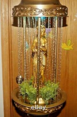 1970s Johnson Industries METAL Goddess Rain Motion Lighted Hanging Oil Lamp