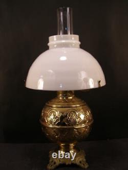 19 c Victorian Aesthetic Ball Brass Banquet Kerosene Oil Lamp Rayo Student Shade