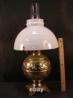 19 c Victorian Aesthetic Ball Brass Banquet Kerosene Oil Lamp Rayo Student Shade