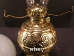 19 c Victorian Aesthetic Ball Brass Banquet Kerosene Oil Lamp Rayo Student Shade