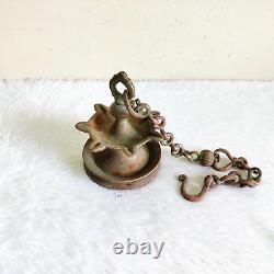 19c Vintage Handmade Brass Hanging Oil Lamp 7 in 1 Wick Old Rare Collectible 123