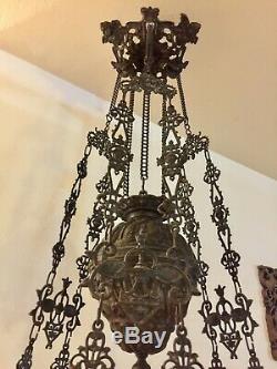 19th Century Antique Hanging Oil Lamp Circa 1800's