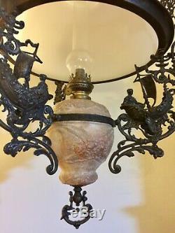 19th Century Antique Hanging Oil Lamp Circa 1800's