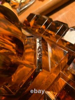 19th c AMERICUS Amber base Glass Oil Lamp EAPG Glass Base Victorian 16 Tall