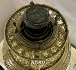 19th c. Bradley & Hubbard Banquet Brass Glass Lamp Oil Kerosene B & H Antique