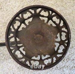 19th c. Cast Iron 3 Light Kerosene Oil Gas Lamp Chandelier Light Fixture Antique