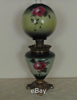 19th c Victorian Banquet Lamp Oil Kerosene GWTW Gone with the Wind Antique ROSES