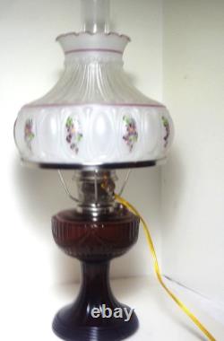 2004 ALADDIN amethyst LINCOLN DRAPE electrified OIL LAMP COMPLETE M752 SHADE