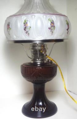 2004 ALADDIN amethyst LINCOLN DRAPE electrified OIL LAMP COMPLETE M752 SHADE