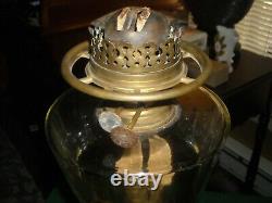 28 antique vintage banquet brass and glass 2 wick oil lamp