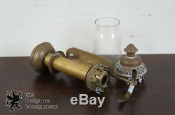 2 Antique 19th Century Brass Carriage Lanterns Wall Sconce Train Coach Oil Lamp