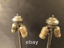 2 Antique Gagneau Paris Rue D'Enghien oil lamps Converted To Electric 32 1/2h