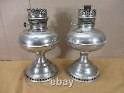 2 Antique Vintage Rayo Brand Center Draft Kerosene Gas Oil Lamps lot