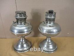 2 Antique Vintage Rayo Brand Center Draft Kerosene Gas Oil Lamps lot