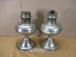 2 Antique Vintage Rayo Brand Center Draft Kerosene Gas Oil Lamps lot