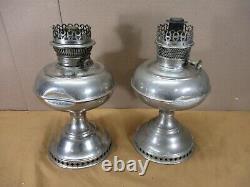 2 Antique Vintage Rayo Brand Center Draft Kerosene Gas Oil Lamps lot