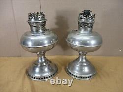 2 Antique Vintage Rayo Brand Center Draft Kerosene Gas Oil Lamps lot