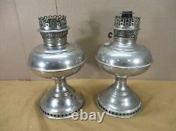 2 Antique Vintage Rayo Brand Center Draft Kerosene Gas Oil Lamps lot