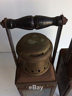 2 Antique brass J. R. Oldfield LTD Nautical oil lamps Kerosene Lanterns WWII