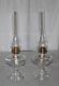 2 Large Antique Reproduction Clear Glass Oil/Kerosene Lamps 23-1/4 Tall