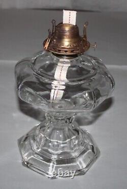 2 Large Antique Reproduction Clear Glass Oil/Kerosene Lamps 23-1/4 Tall