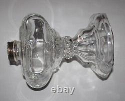 2 Large Antique Reproduction Clear Glass Oil/Kerosene Lamps 23-1/4 Tall