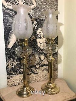 2 RARE Antique Victorian Oil Kerosene Lamps