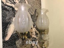 2 RARE Antique Victorian Oil Kerosene Lamps