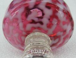 (2) c. 1880 Antique Cranberry Opalescent Glass Oil Lamps
