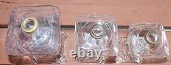 (3) Antique RIPLEY & Adams HOLLOW STEM Kerosene or Oil Glass Square Stand Lamps