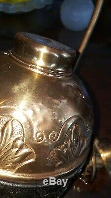 4 Burner Solid Brass Fleur-di-lis Angle Lamp Antique electrified