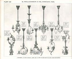 500+ ANTIQUE CATALOGS Electric Gas Oil Lamp Light Reflector Leaded Shade Parts